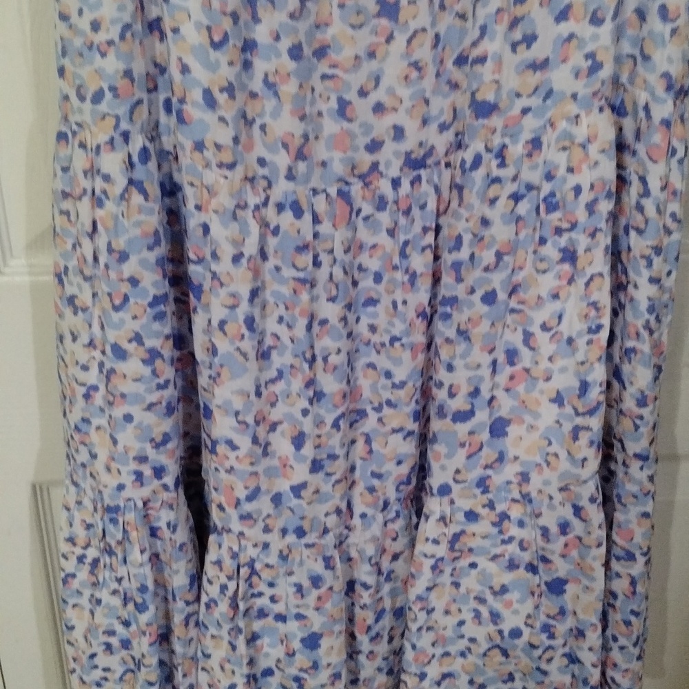 Print ruffle sleeve sun Dress smocked top Tier dress Size 14 Nanette lepore - Picture 4 of 8